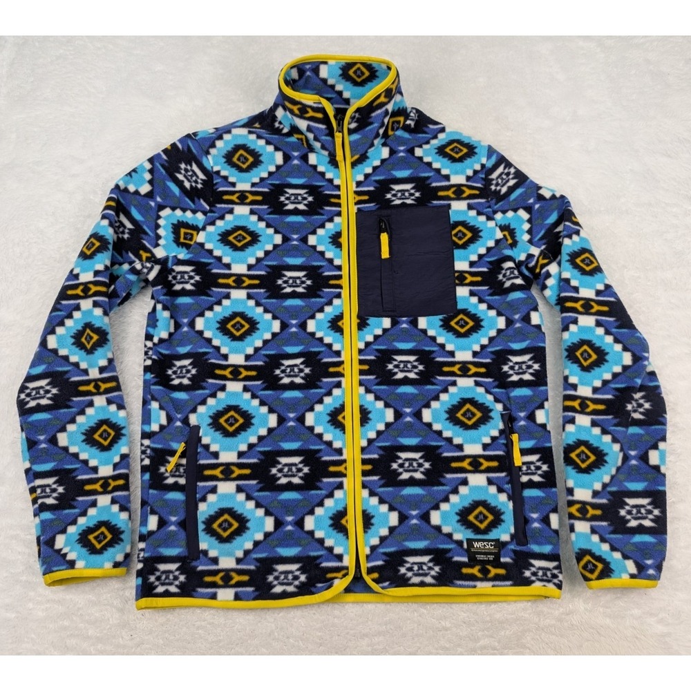 Wesc‎ Moritz Aztec Fleece Jacket M-L/W-XL  Full Zip Southwestern Blue Purple